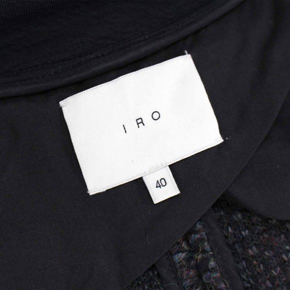 IRO Cydney Black Multicolor Tweed Jacket Boucle Wool Shawl Neck Blazer 40 Medium - Picture 8 of 9